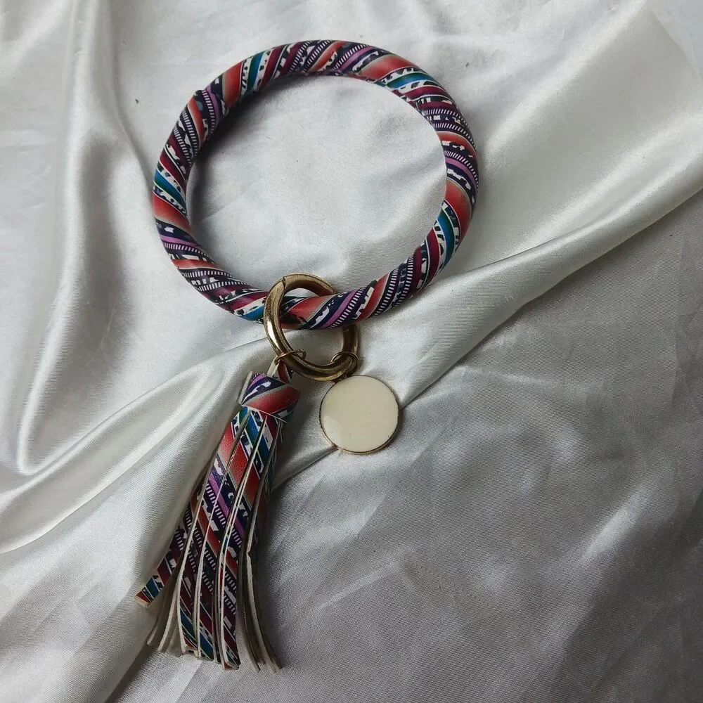 MULTI COLORED BRACELET KEYCHAIN WITH TASSEL